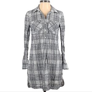 Old Navy Shirt Dress, Midi, 100% cotton tunic, Size XS, Black and white plaid